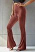 'Ruth' Ribbed High Waist Flare Pants - Celes Fashion